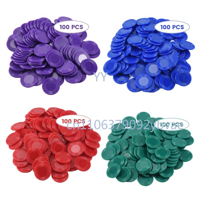 400 Pieces Plastic Poker Chips Game Chips 4 Colors Counter Card for Game Playing Counting Bingo Gam