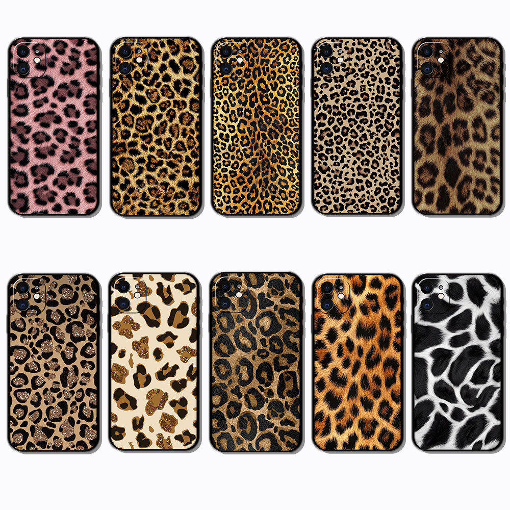 IPhone 11 11Pro 11Pro Max Leopard skin เคสโทรศัพท์สีดํานุ่มแฟชั่น