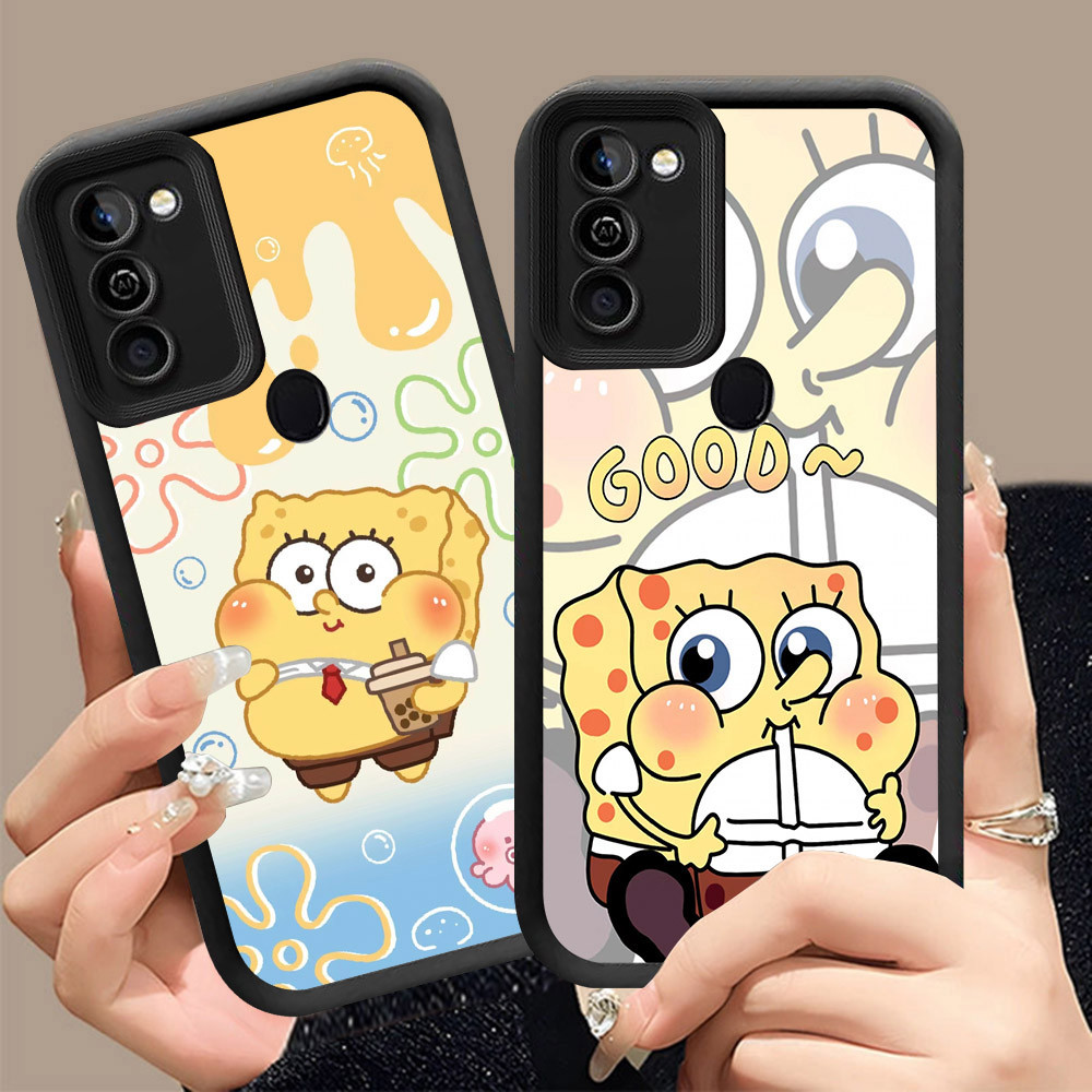 Q-7 SpongeBob ขาวดำเคสโทรศัพท์หรับ Samsung A21S M01S M11 A30 A11 A10S A20S A20 ปกสีชมพู