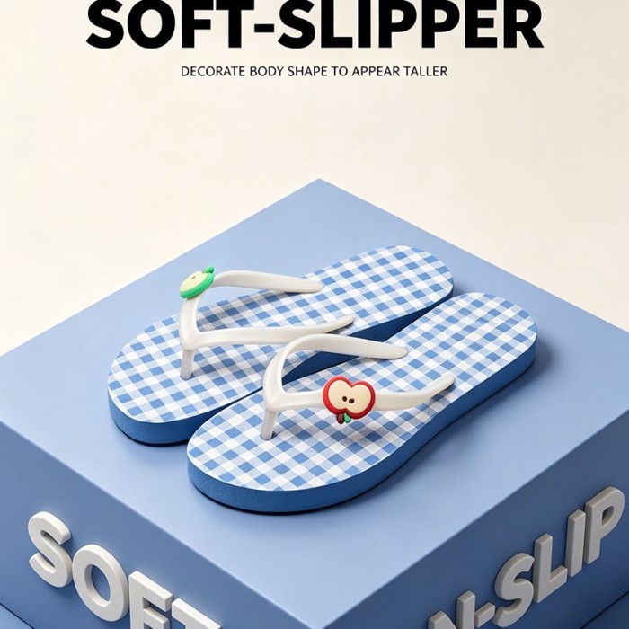 สไตล์เกาหลีรองเท้าแตะสดหญิงด้านล่างนุ่มน้ําหนักเบานักเรียน Flip-Flops วันหยุดชายทะเลรองเท้าแตะทุกการแข่งขัน