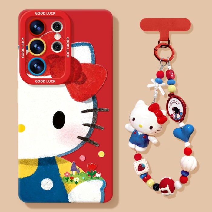 เคสโทรศัพท์ลายการ์ตูนแมวหน้าใหญ่ วัสดุซิลิโคนนุ่ม มีสายคล้องมือ กันกระแทก เหมาะ Samsung Galaxy S26 S25 Ultra S24+ S23