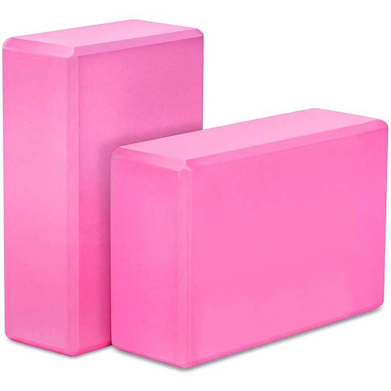 2 Pack,23X15X7.6cm High Density EVA Foam Yoga Block Exercise Bricks,Eco Friendly & Lightweight,Pink