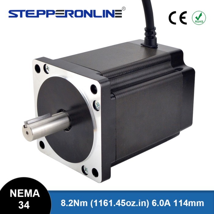 STEPPERONLINE Nema 34 Stepper Motor 8.2Nm 6A 86x114mm Nema34 Open Loop Stepper 14mm Shaft for CNC E