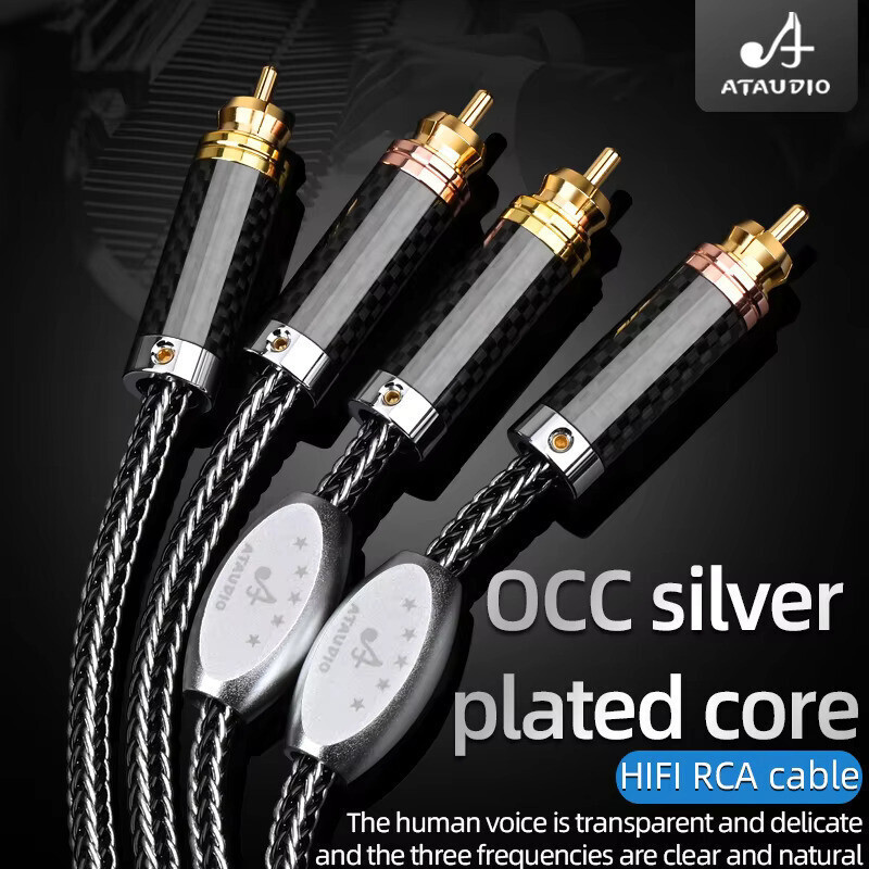 ATAUDIO Hifi Audio OCC silver Plated RCA Audio Interconncct Cable hi-end RCA Cable พร้อมปลั๊ก RCA ชุ