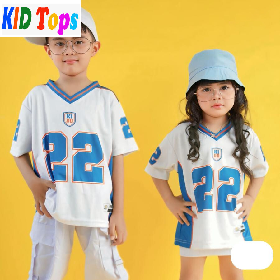 Jersey เด็กหมายเลข 22 สไตล์ Hip Hop และ Rugby ยุค 90 ผ้าระบายอากาศดี พร้อมกางเกงขาสั้น