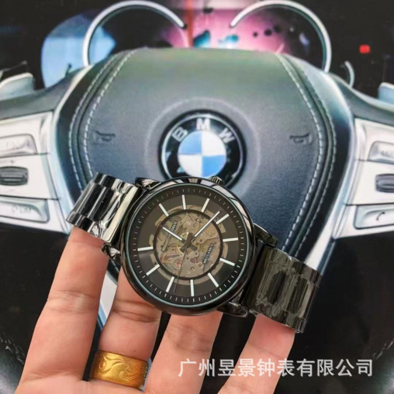 ยิงจริง❤ T Texture Business Fashion Amajia Mens Steel Band Hollow Mechanical Watch 02b