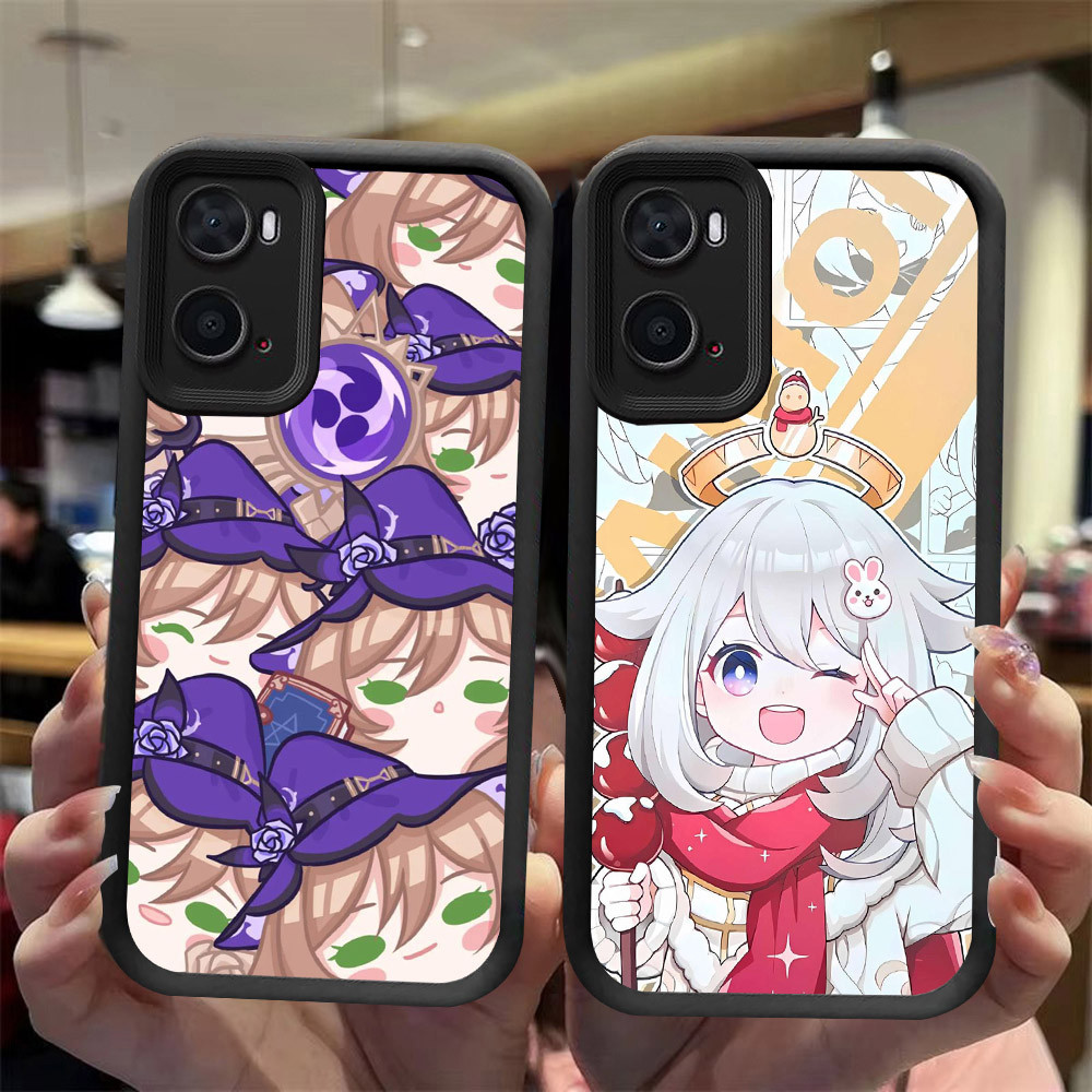 J-37 Genshin Impact ดำขาวชมพูเคสโทรศัพท์หรับ OPPO A57 A77S A57S A77 A56S A57E 5G
