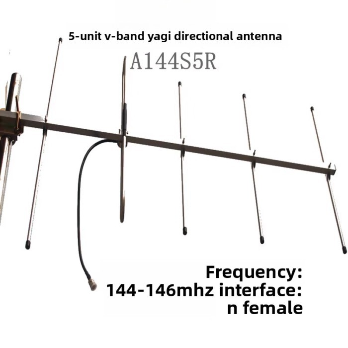 VHF Band Yagi Antenna 145MHz  5-Element High Gain Directional for Outdoor Communication, Ham Radio
