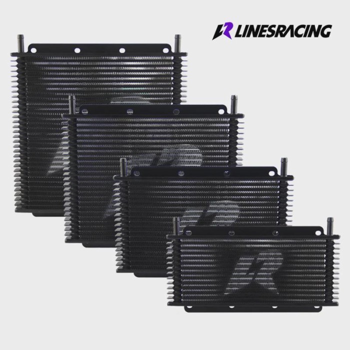 Black Universal 19 Row Transmission Oil Cooler 11"x5.8"x0.75" (280x148x19mm) inlet/outlet 9.6mm 3/8