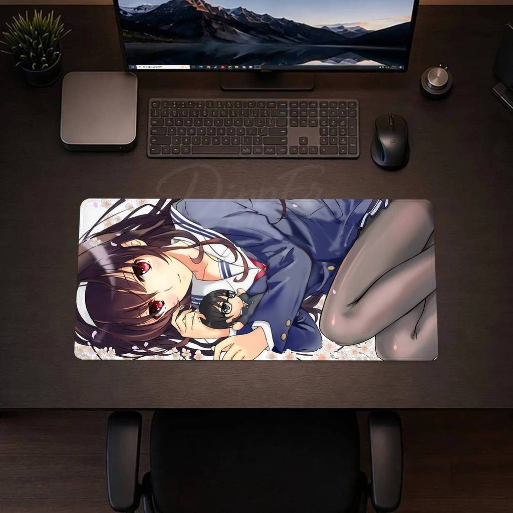 Anime Saekano แผ่นรองเมาส์สํานักงานขนาดใหญ่แผ่นรองเม้าส์สําหรับเล่นเกมยางด้านล่างเบาะกันลื่น 900X400