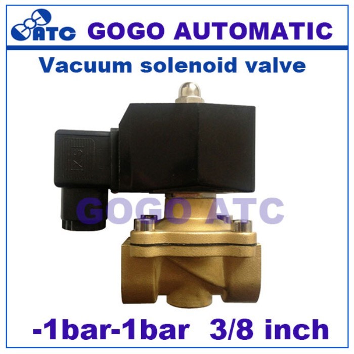 GOGO AC220V 24V DC 12V DC 2 way brass solenoid valve vacuum -1bar-1bar 3/8 inch normally close vacu