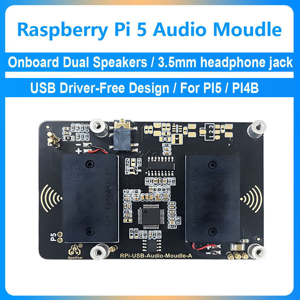Raspberry Pi 5/4B การ์ดเสียงเสียง USB Moodle HAT USB Driver-Free Onboard ลําโพงคู่ แจ็คหูฟัง 3.5 มม.