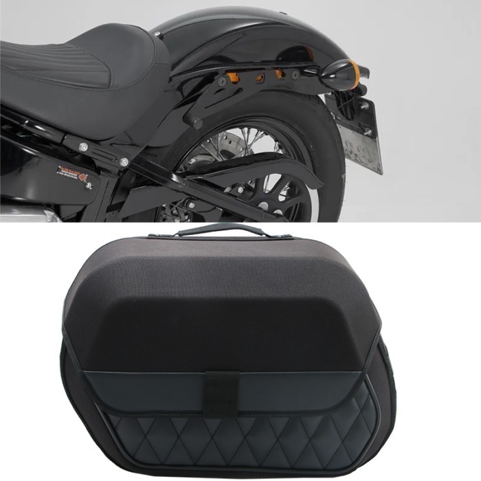 Saddle bag Motorcycle Waterproof Leather PE Side Bag 19.5L for harley Softail Slim FLSL 2017 to 202