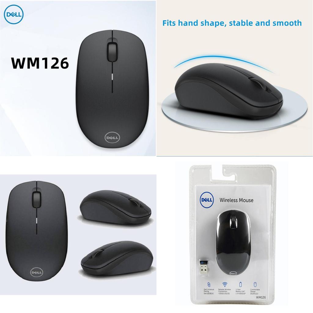 เดลล์ Wm126 เมาส์สํานักงานไร้สายประหยัดพลังงานเข้ากันได้สีดําน้ําหนักเบา