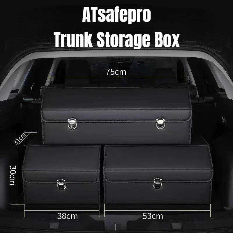 ใหม่ ATsafepro 65L Organizer Trunk Box Storage และทําความสะอาดอุปกรณ์ภายในรถอุปกรณ์เสริมสําหรับรถยนต