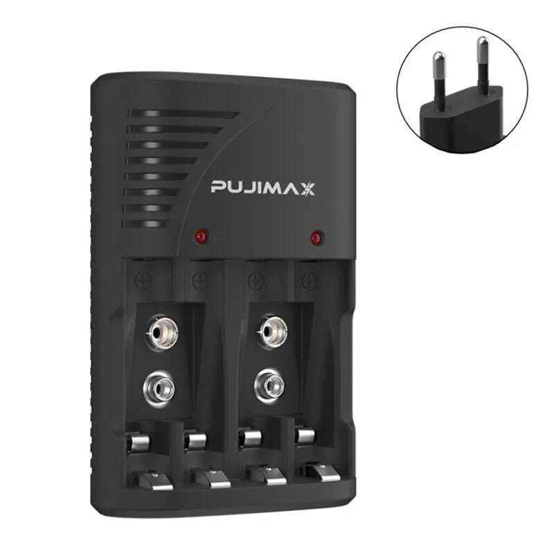 EU Plug Universal Charger 4-Slot Wall พร้อมไฟ LED สําหรับแบตเตอรี่ 9V 1.2V AA/AAA ชาร์จสมาร์ทแบตเตอร