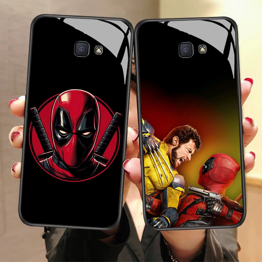 CK-13 Deadpool X Wolverine HD Glass Casing สําหรับ Samsung Note 9 S24 S25 FE Ultra J7 Prime J6 J4 Co