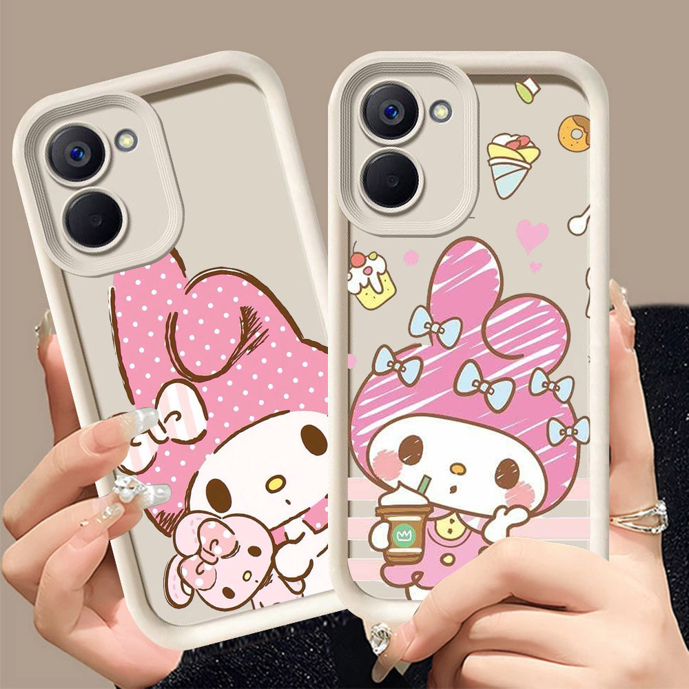 Q-29 Cute_Melody ขาวดำเคสโทรศัพท์หรับ VIVO IQOO Y03T Y18S Z9 T3 Y03 Y18i Y18 LITE ปกสีชมพู