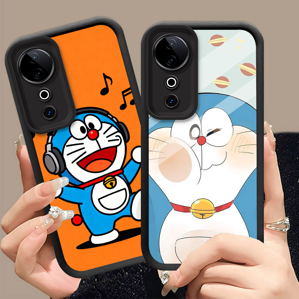 Q-6 Doraemon cute ขาวดำเคสโทรศัพท์หรับ VIVO V50 V40 V50E 5G ปกสีชมพู