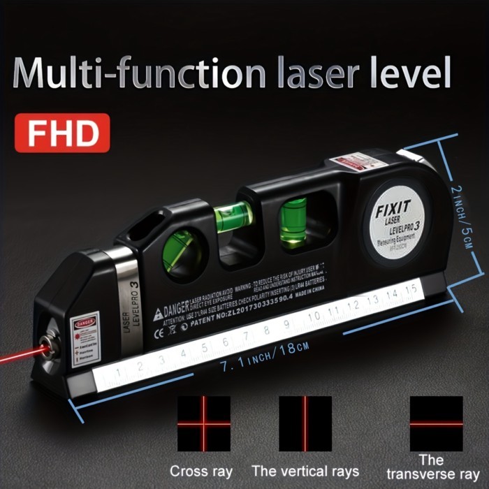 Laser Level Line Tool, Multipurpose Laser Level Kit Standard Cross Line leveler Beam Tool with Metr