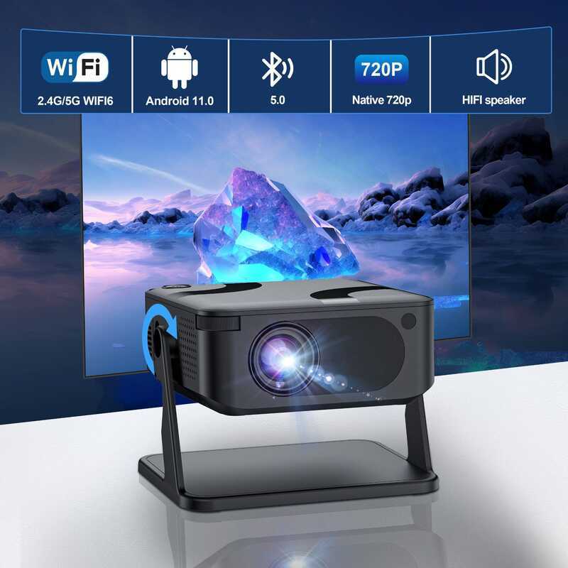 HA109 โปรเจคเตอร์ในครัวเรือน Gimbal HD แบบพกพา wifi Mini Home Cinema Office โปรเจคเตอร์