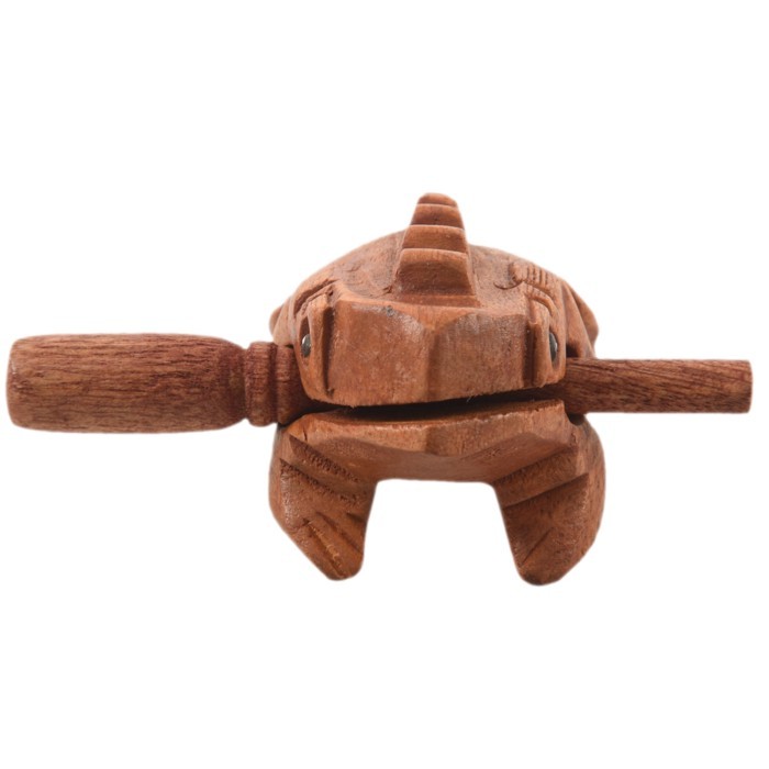 L68ACarved Croaking Wood Percussion Musical Sound Wood Frog Tone Block Toy