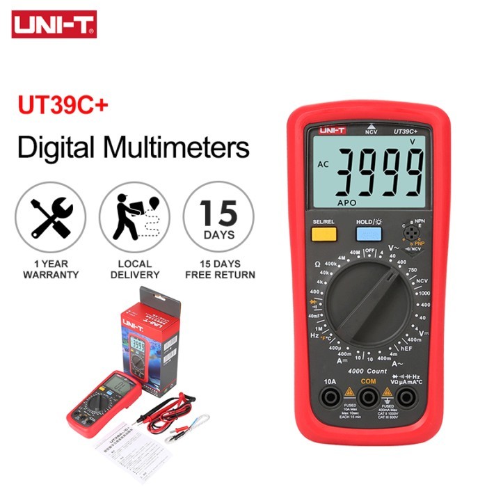 UNI-T UT39C+ Digital Multimeter Auto Range Tester Upgraded from UT39A/UT39C AC DC V/A Ohm /Temp /Fr