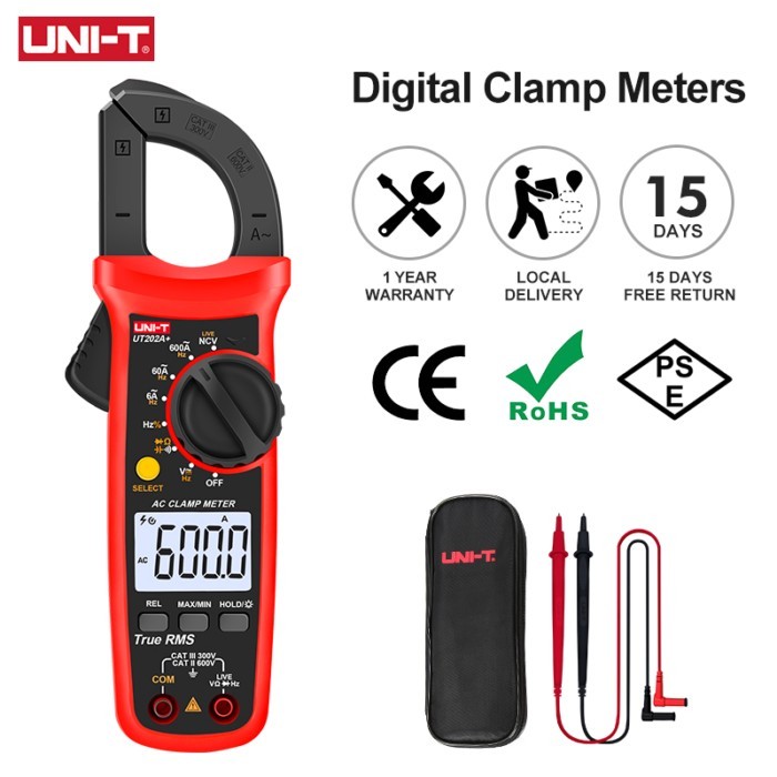 UNI T Digital Clamp Meter UT201+ UT202+ UT203+ UT204+ AC DC Voltage Amperimetro Tester Pliers Ammet