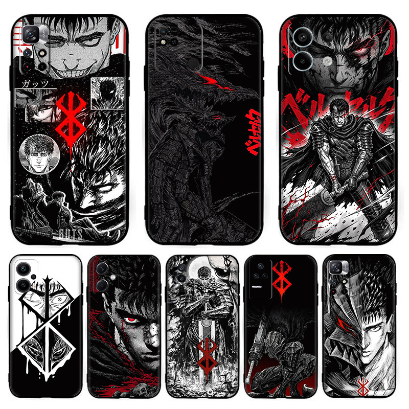สําหรับ Redmi K20 K40 K60 K70 Pro K50 Gaming A3 A3X Cool การ์ตูนอะนิเมะ berserk 9Y5 แฟชั่นสีดํา TPU 