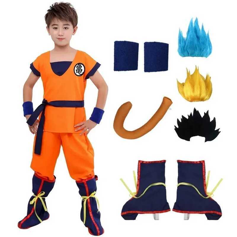 W Halloween Adult Kids Suits Son Goku Gui Carnival Anime Cosplay Holiday Costumes Tail Wrister Wig