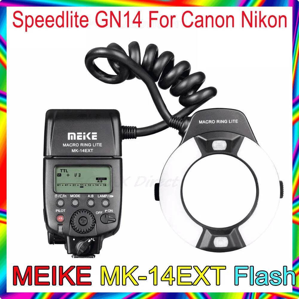 MK-14EXT-N/C แหวนแสงแฟลช Speedlite GN14 สําหรับ Canon Nikon D80 D300S D600 D700 D800 D800E D3100 D34