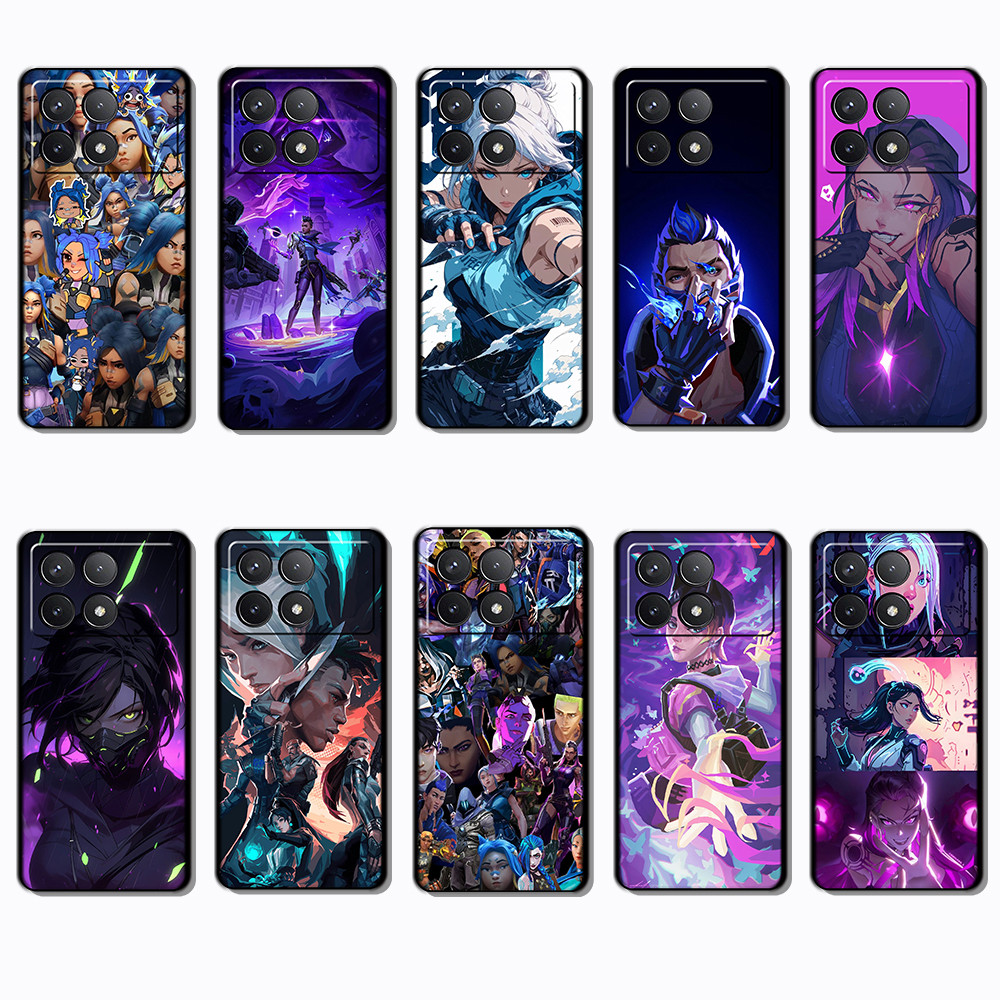 เคสโทรศัพท์สีดําแบบนุ่มสําหรับ Xiaomi Redmi K70E K60 k70 POCO F5 X6 F6 Pro Valorant caseg