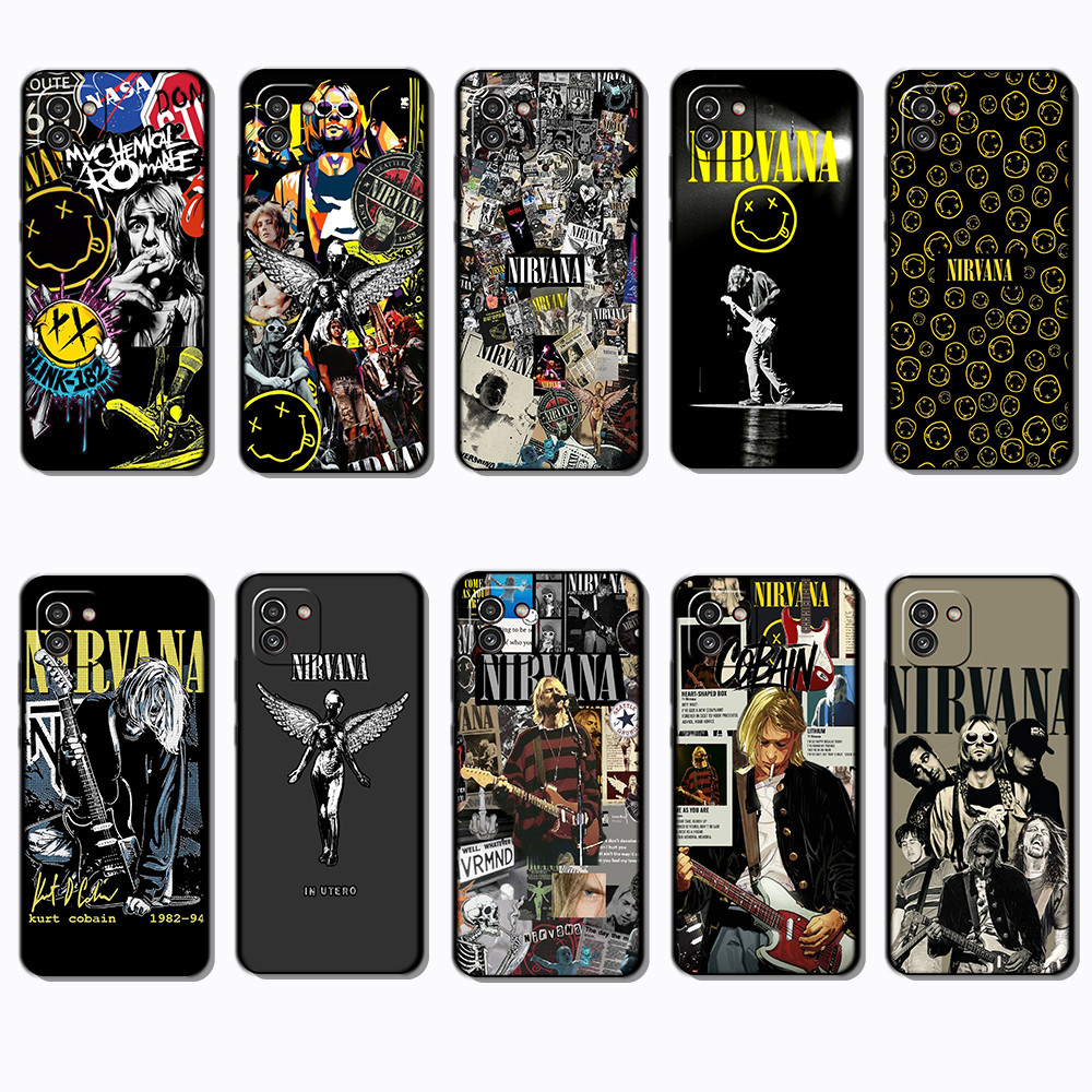 เคสโทรศัพท์สีดําแบบนุ่มสําหรับ Samsung Galaxy A03 164m Nirvana caseg