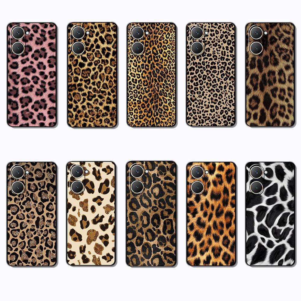 Vivo Y03 Y30T Y18 Y18S Y18E T3 Z9 lite Y37M Leopard skin เคสโทรศัพท์สีดํานุ่มแฟชั่น