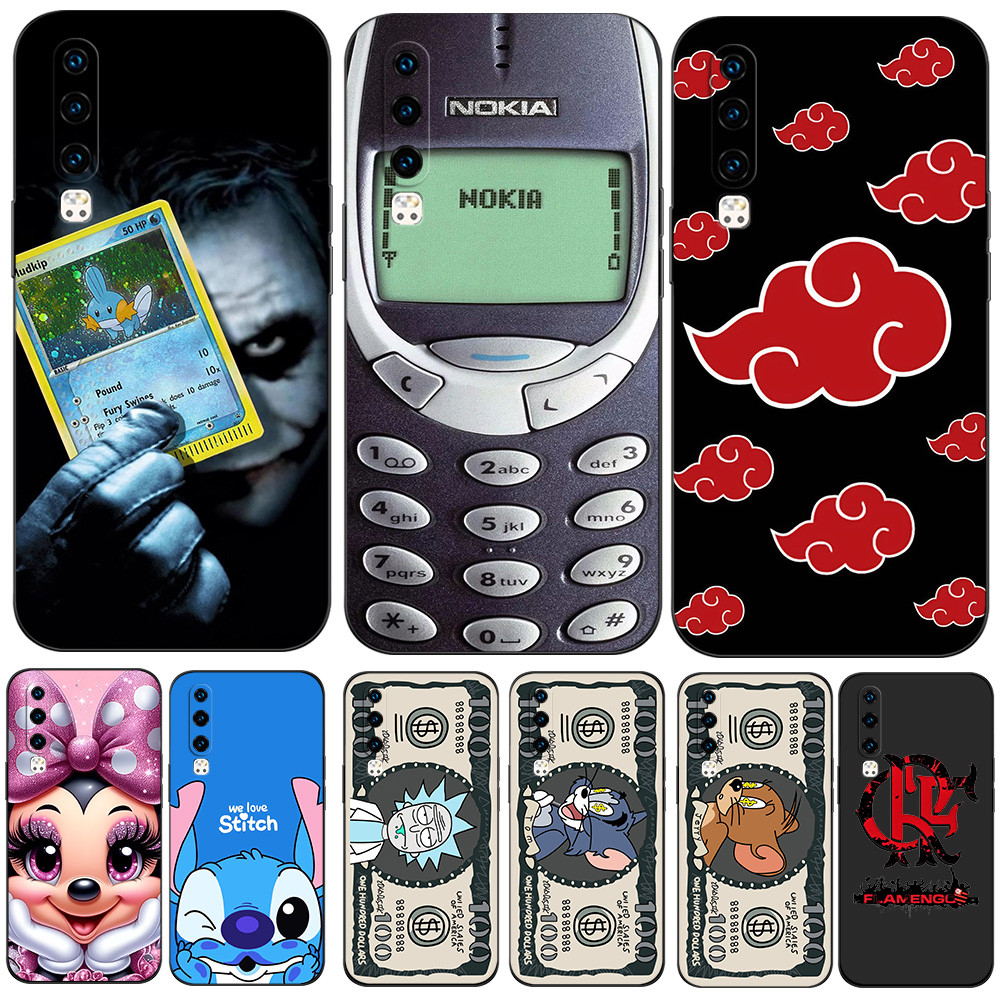 สําหรับ Huawei P30 กรณีซิลิคอนปกหลังสําหรับ Huawei P 30 โทรศัพท์สีดํา tpu กรณีอะนิเมะ dollar ตลกการ์