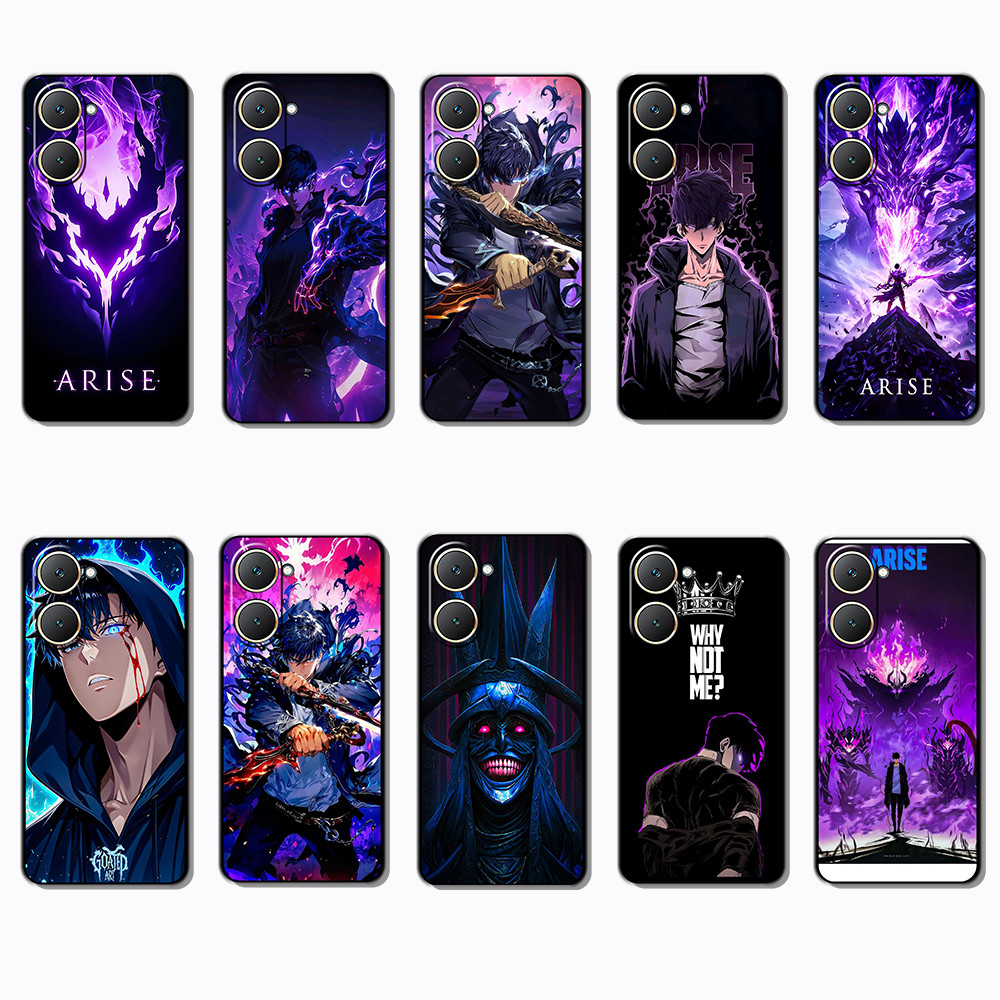 เคสโทรศัพท์สีดําแบบนุ่มสําหรับ Vivo Y1S Y01 Y02 Y02S Y02T Y11 Y12S Y12 Y15 Solo Leveling Cover