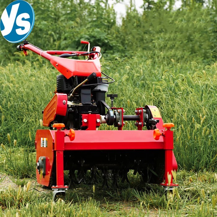 Self-Propelled Flail Mower, Diesel Powered Walk-Behind Mulcher, Garden & Orchard Grass Cutter Shred