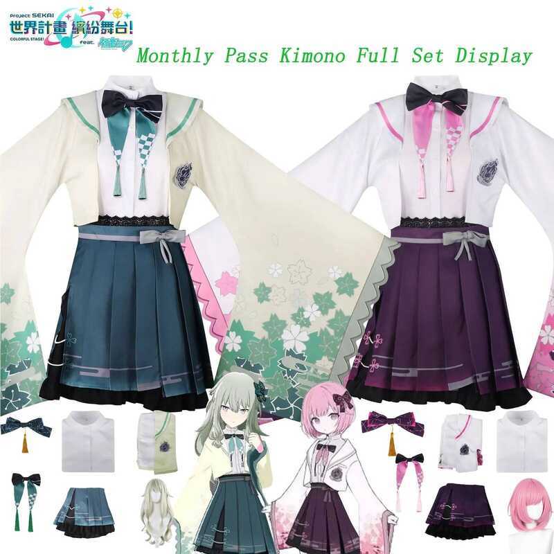 e Otori Emu Game Project Sekai PJSK Cosplay Costume Kimono Coat Dress Wig Halloween Women Comic Con