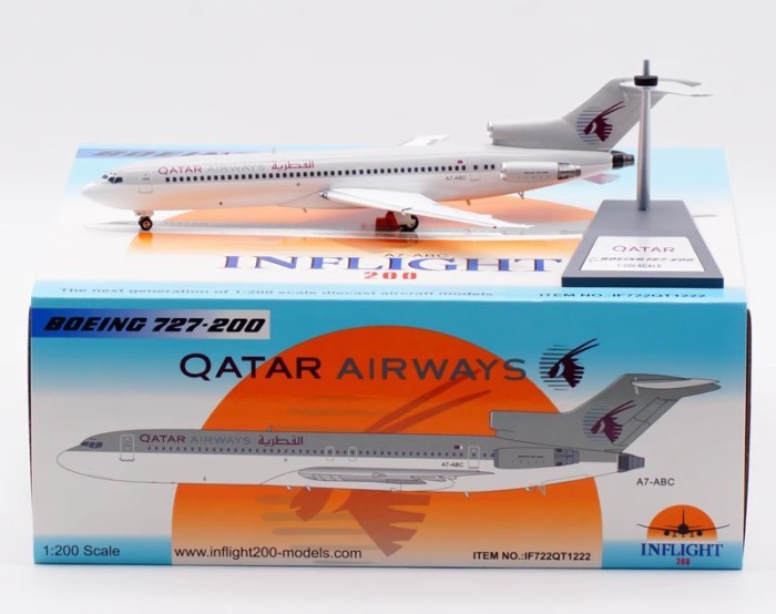 พร้อมสต็อก Inflight Katar Air B727-200 1: 200 A7-ABC เครื่องบินรุ่น Limited Edition รถรุ่น