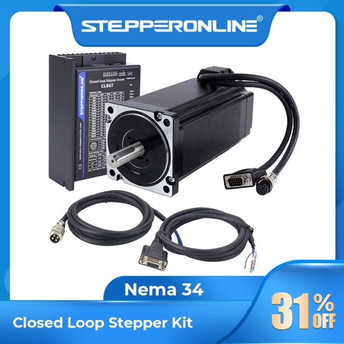 STEPPERONLINE Nema 34 Closed Loop Stepper Motor Kit TS Series 12Nm 1 Axis Nema34 Stepper Motor 1.7m