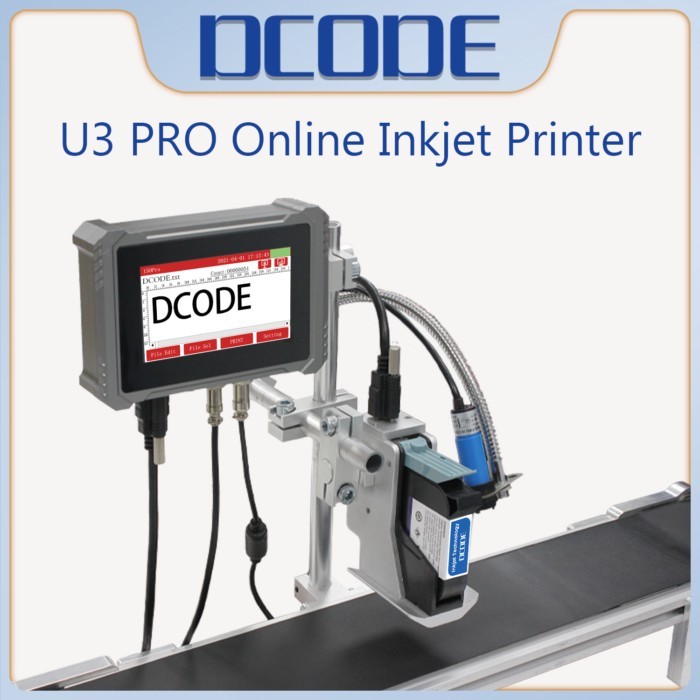 DCODE U3Pro 12.7mm Nozzle Online Inkjet Printer Industrial TIJ Printer Number Text QR Barcode Symbo