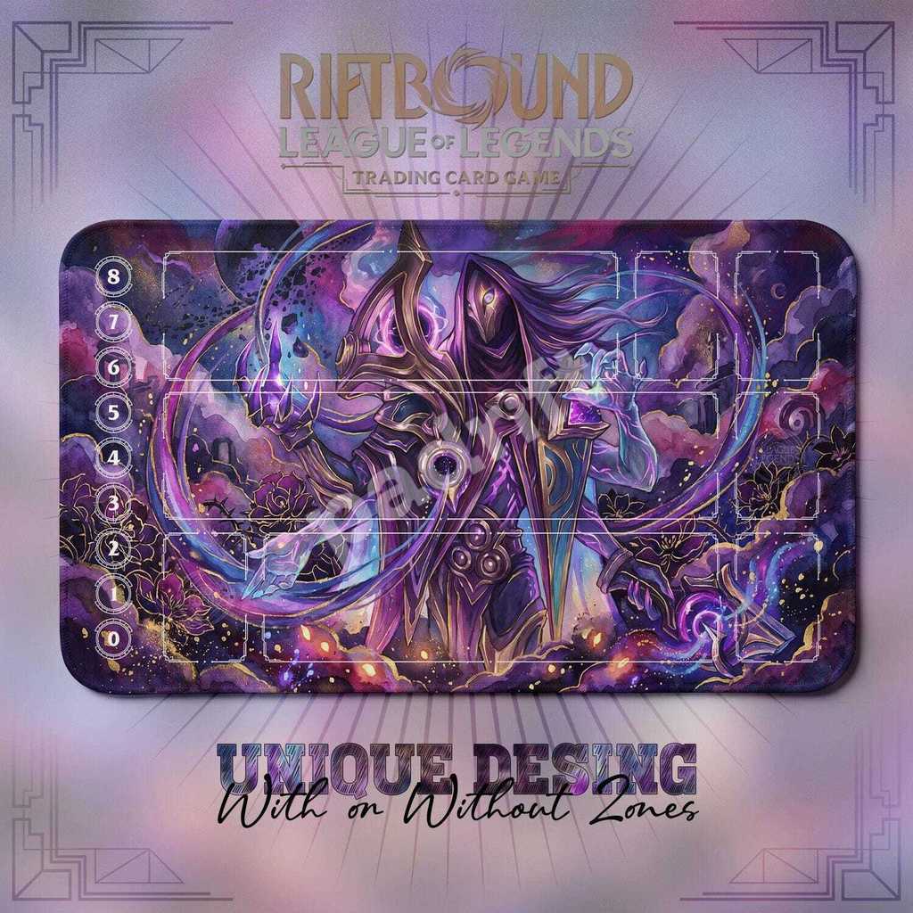 Jhin Cosmic TCG Playmat  Riftbound LoL การ์ด 24x14 พร้อมโซนเทรดดิ้งการ์ดเกมยาง Mousepad