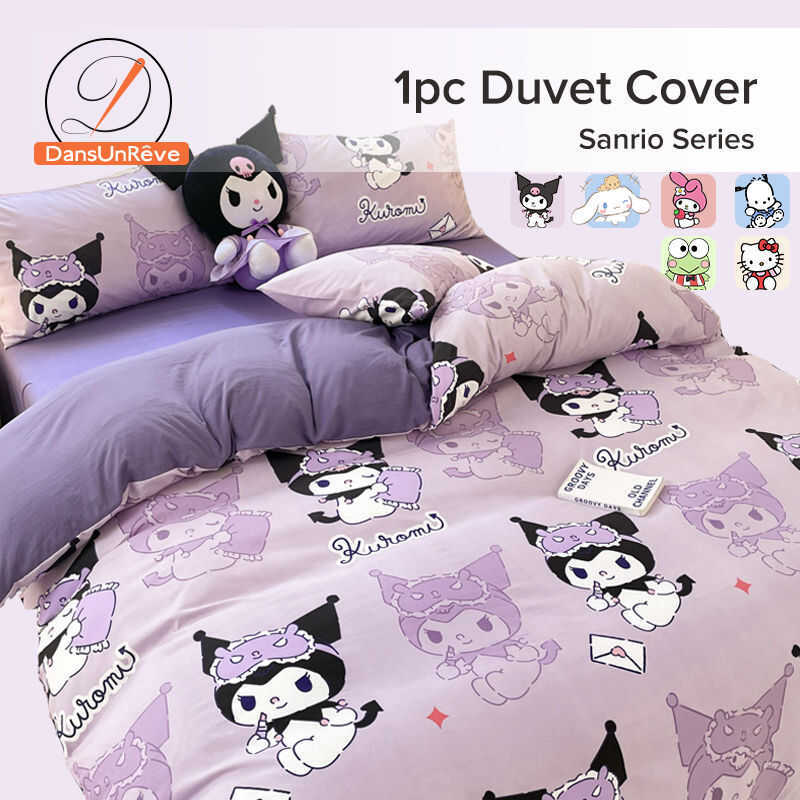 Dansunreve Quilt Cover Washed Cotton Duvet Cover Sanrio Kuromi Cinnamoroll Pochacco Kitty Comforter