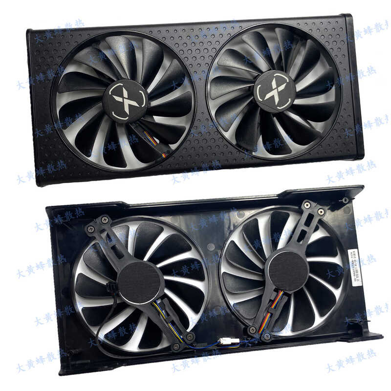 X XFX ดูข้อความ RX6600 6600XT 6650XT Speedster Black Wolf Version พัดลมการ์ดกราฟิกพร้อมเชลล์