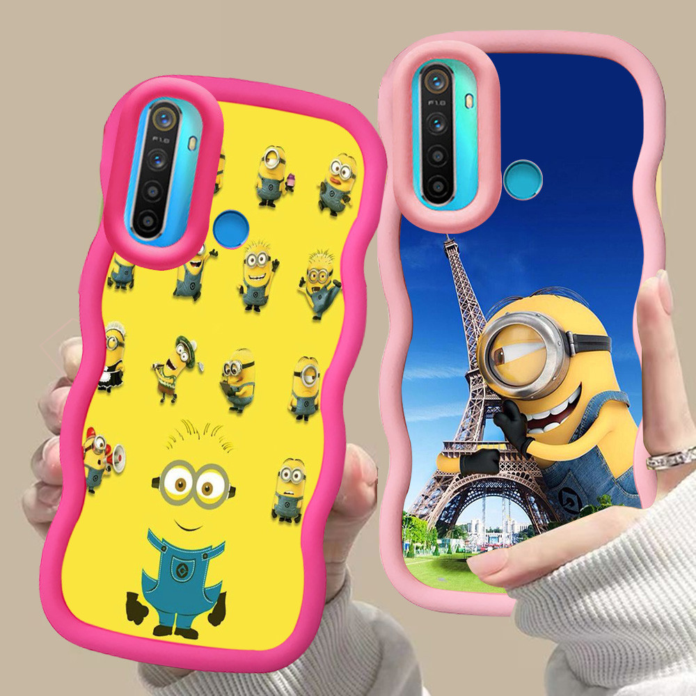 MERAH D-22 Minions สีชมพูสีแดงปลอกสําหรับ OPPO A31 A91 Reno 3 Realme 5 6i 5i 5s สีดํา