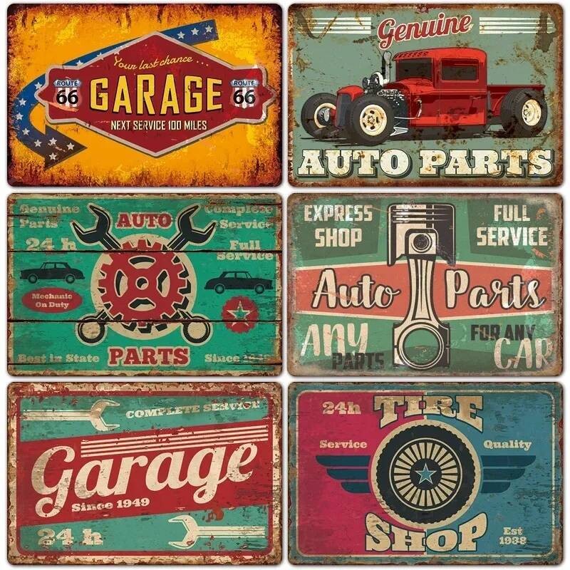 เส้นทาง 66 รถโลหะพ่อโรงรถโลหะป้ายดีบุกโปสเตอร์ Vintage Tinplate Retro Plaque Garage Man Cave ยาง Sho