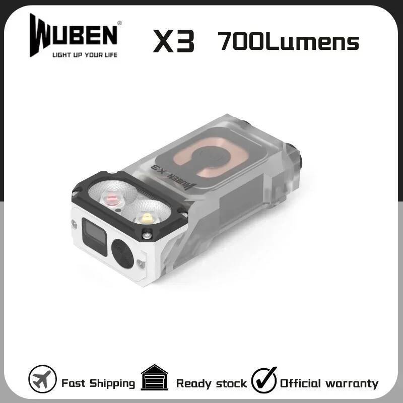 ไฟฉาย WUBEN X3 แบบชาร์จไร้สาย กำลังไฟ 700 Lumens มุมกระจายแสง 180° พร้อมหัวหมุนน้ำหนักเบาทrès portab