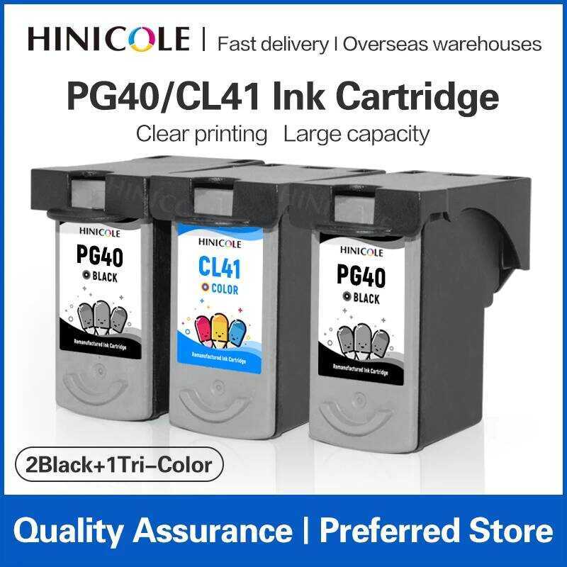 HINICOLE Cartrige PG-40 PG40 CL41 PG 40 CL 41 CL-41 สําหรับ Canon PIXMA iP1600 iP1700 iP1880 iP2200 