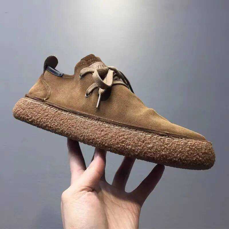 C Men Retro Casual Suede Leather Shoes Non-Slip Sole Classic Sewing Comfortable Slip-On Club Party