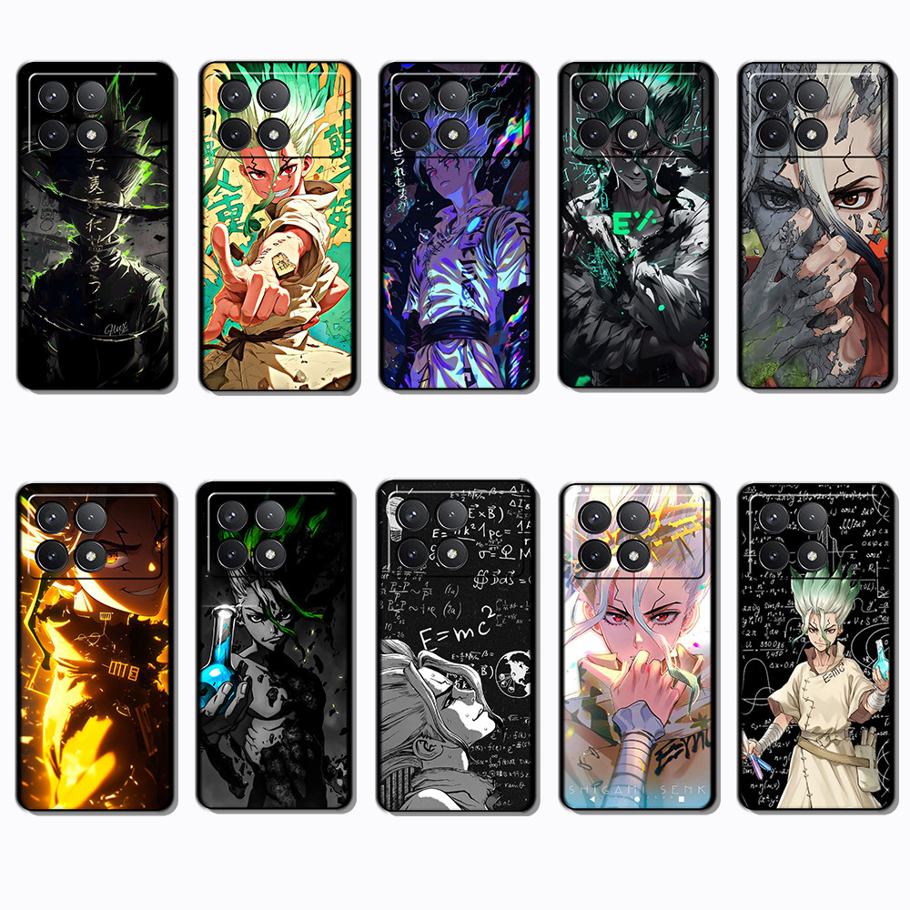 Xiaomi Redmi K70E K60 k70 POCO F5 X6 F6 Pro dr stone เคสโทรศัพท์สี TPU สีดํานุ่ม